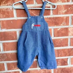 Vintage Blue Kids Overalls with hammer embroidery